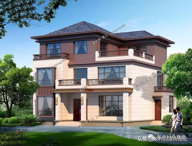 120平的三層別墅設(shè)計圖，2款案例25萬和35萬，時尚和經(jīng)典中式你建哪款？