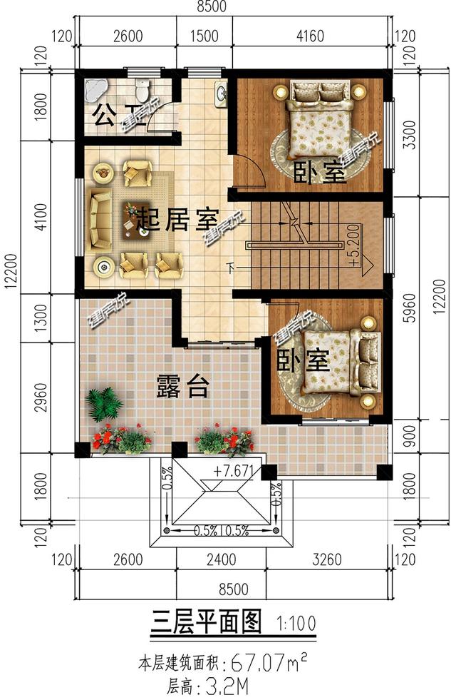 占地95㎡的3層別墅設(shè)計(jì)圖，開春就建一棟，搶個(gè)好彩頭