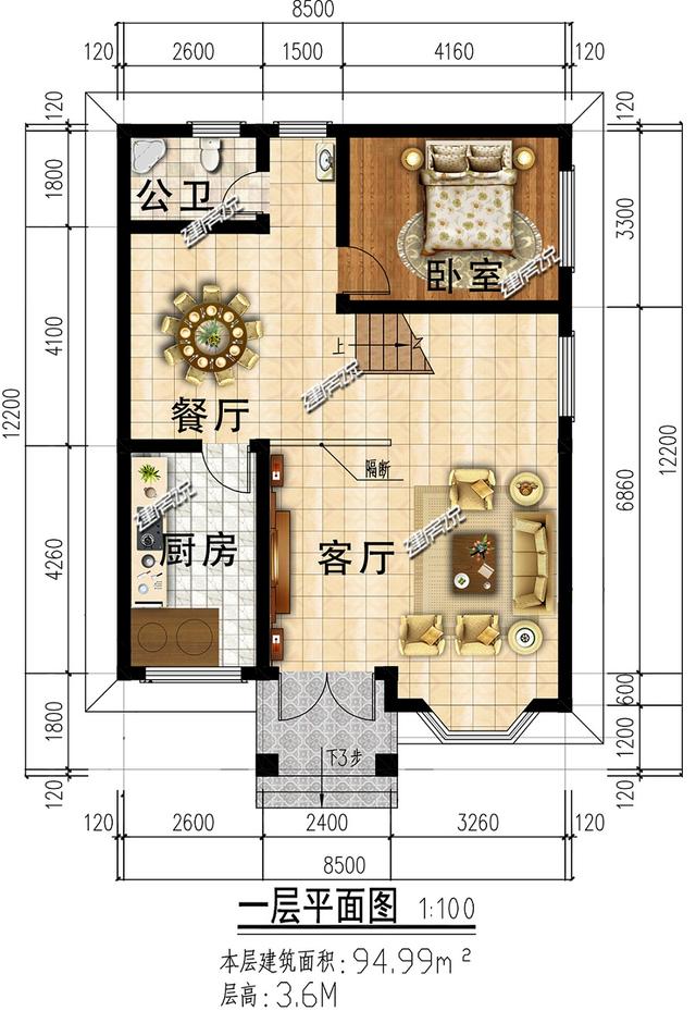 占地95㎡的3層別墅設(shè)計(jì)圖，開春就建一棟，搶個(gè)好彩頭