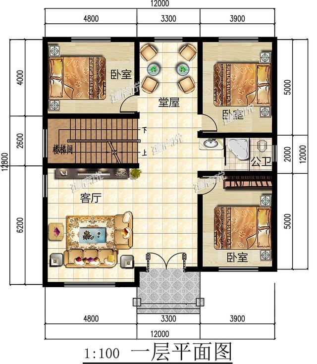 3層歐式別墅設計圖，戶型方方正正，結構錯落有致