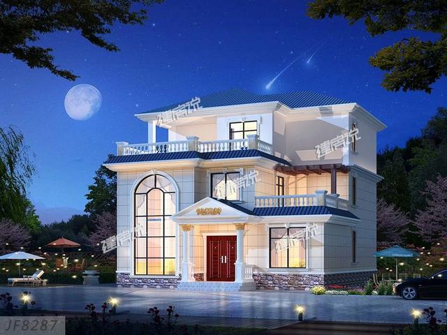 3層歐式別墅設計圖，戶型方方正正，結構錯落有致