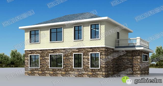 帶車庫二層別墅設(shè)計(jì)圖，設(shè)計(jì)富有立體感，滿足大部分農(nóng)村家庭的住房需求