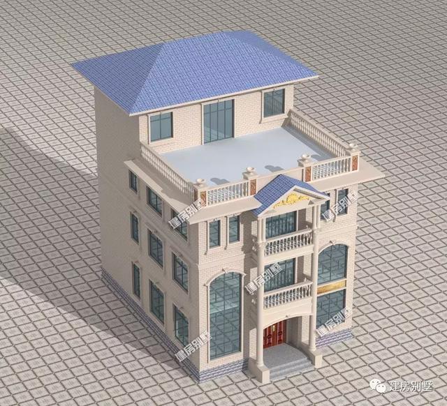 四層農(nóng)村別墅設(shè)計(jì)圖，10.5×15.4米，配落地窗和大露臺，美觀實(shí)用