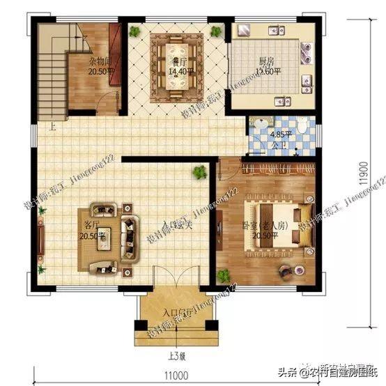 4款11×12米三層農(nóng)村別墅，第2款比較普通，但是卻勝在經(jīng)濟(jì)實(shí)用。