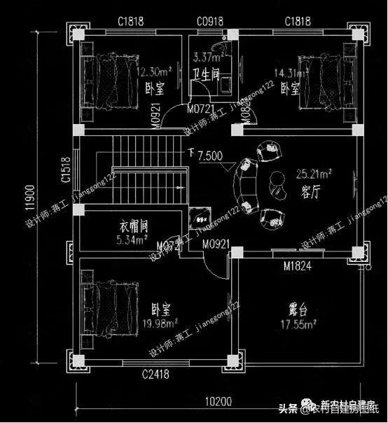 4款11×12米三層農(nóng)村別墅，第2款比較普通，但是卻勝在經(jīng)濟(jì)實(shí)用。