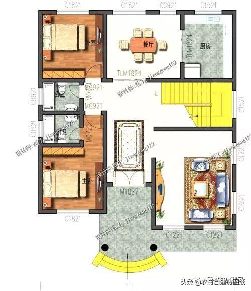 4款11×12米三層農(nóng)村別墅，第2款比較普通，但是卻勝在經(jīng)濟(jì)實(shí)用。