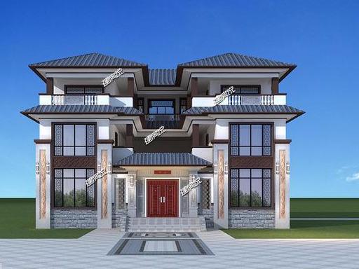 三層新中式別墅設計圖，外觀精美，戶型方正，來年開春建起來！