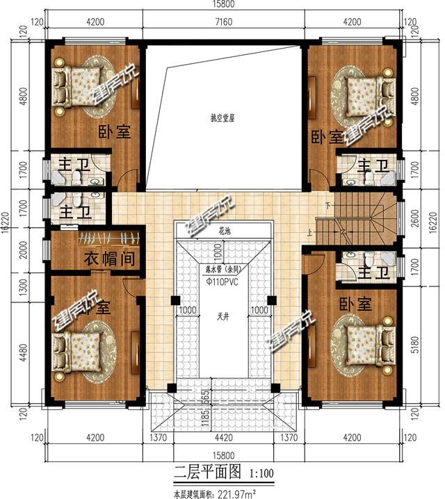 三層新中式別墅設計圖，外觀精美，戶型方正，來年開春建起來！