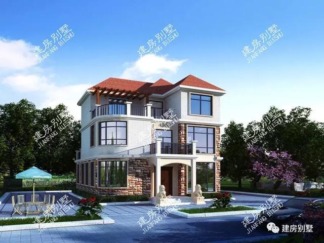 面寬相近的三套農(nóng)村別墅設(shè)計(jì)圖，不管建哪一棟，都很被人看好