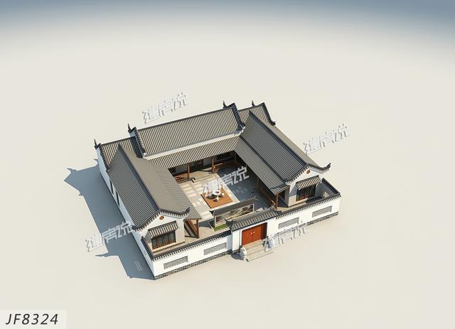 農(nóng)村一層四合院別墅設(shè)計(jì)圖，單家獨(dú)院反而彌足珍貴！