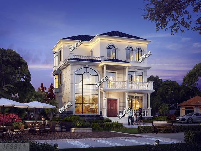 帶車庫的三層住宅設(shè)計(jì)圖，40萬蓋起，選這款戶型吃不了虧，美觀有面子。