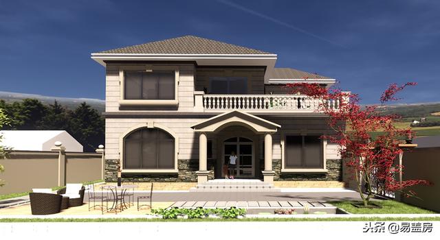 二層歐式別墅自建房，造價44萬，帶有庭院露臺，農(nóng)村自建劃算！