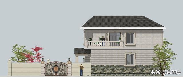 二層歐式別墅自建房，造價44萬，帶有庭院露臺，農(nóng)村自建劃算！