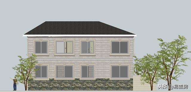 二層歐式別墅自建房，造價44萬，帶有庭院露臺，農(nóng)村自建劃算！