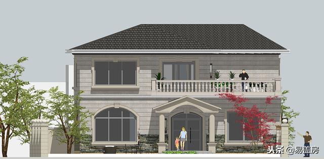 二層歐式別墅自建房，造價44萬，帶有庭院露臺，農(nóng)村自建劃算！