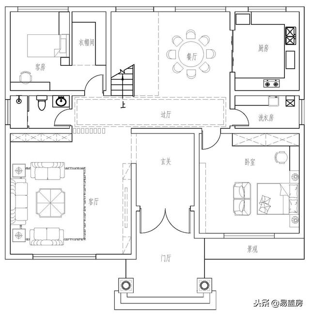 二層歐式別墅自建房，造價44萬，帶有庭院露臺，農(nóng)村自建劃算！
