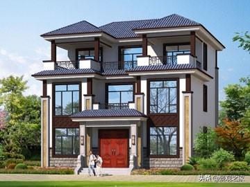 三層新中式別墅設(shè)計(jì)圖，外觀漂亮，帶露臺(tái)，很適合農(nóng)村自建。