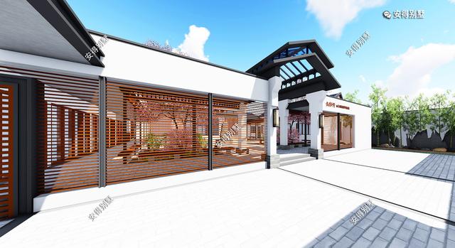 獨(dú)棟一層新中式四合院設(shè)計(jì)圖，既可以居家又可以民宿，一級(jí)贊。