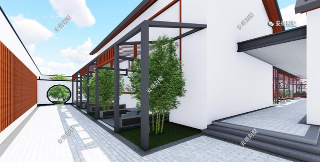 獨(dú)棟一層新中式四合院設(shè)計(jì)圖，既可以居家又可以民宿，一級(jí)贊。