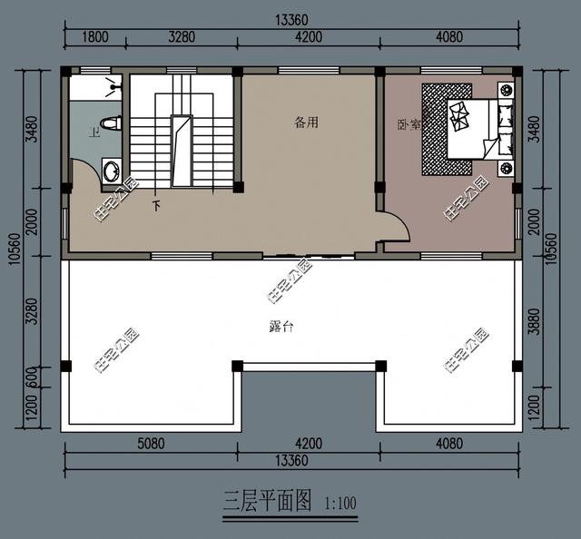 占地面積134平的三層別墅自建房，設(shè)計了6間臥室，足以滿足家人生活。