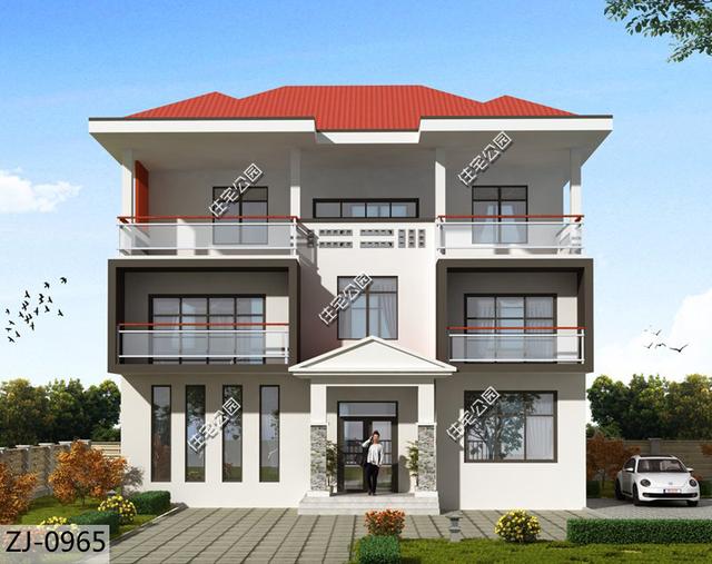 占地面積134平的三層別墅自建房，設(shè)計了6間臥室，足以滿足家人生活。