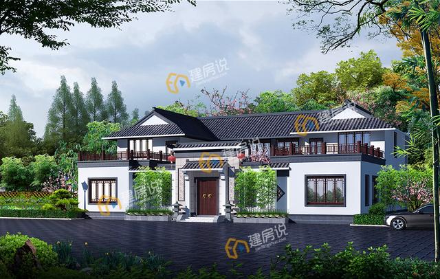 左右對稱的二層中式別墅，房子這樣建，讓你在村里揚(yáng)眉吐氣。