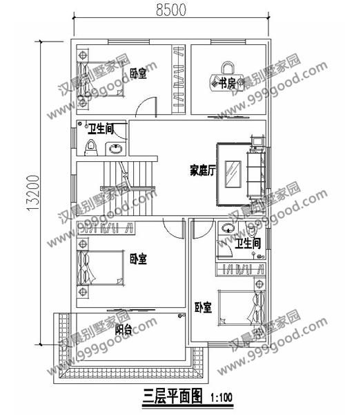一側無窗的農村四層別墅設計圖，帶車庫和大露臺，漂亮極了。