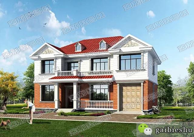 二層農(nóng)村歐式別墅設(shè)計圖，帶鍋爐房和車庫，造價30萬以內(nèi)，適合農(nóng)村自建。