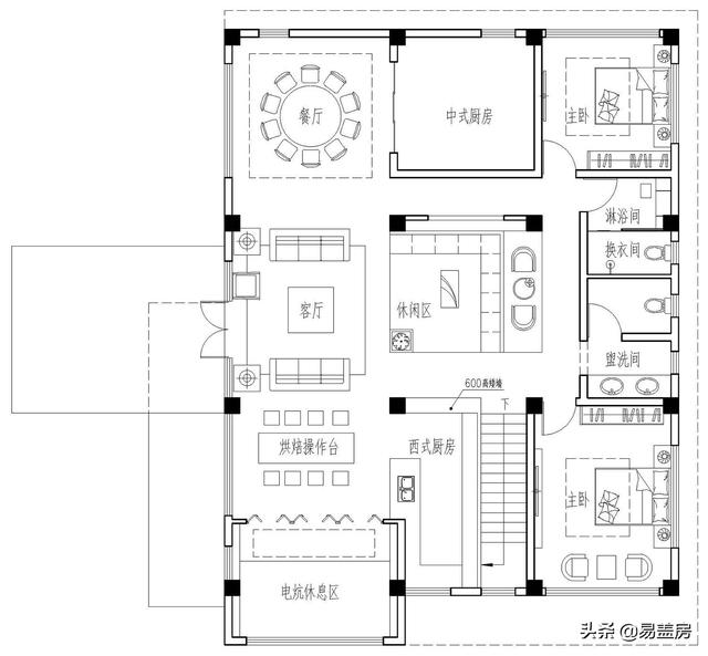 占地216平二層別墅設計圖，一層超市二層自住 單獨分區(qū)有儲存空間和車庫