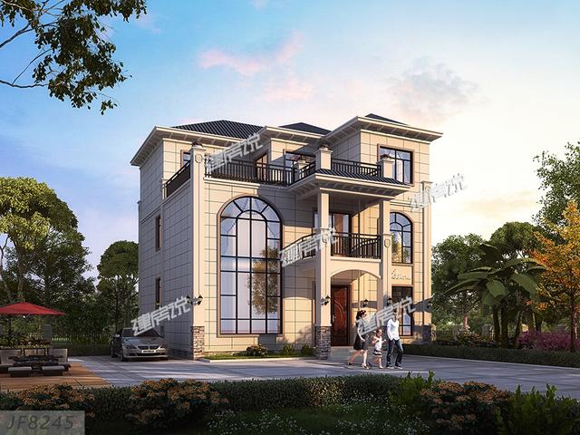 三層歐式別墅自建房，靚麗的外觀色調(diào)，30萬(wàn)建成真劃算