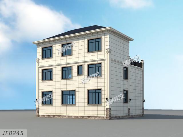 三層歐式別墅自建房，靚麗的外觀色調(diào)，30萬(wàn)建成真劃算