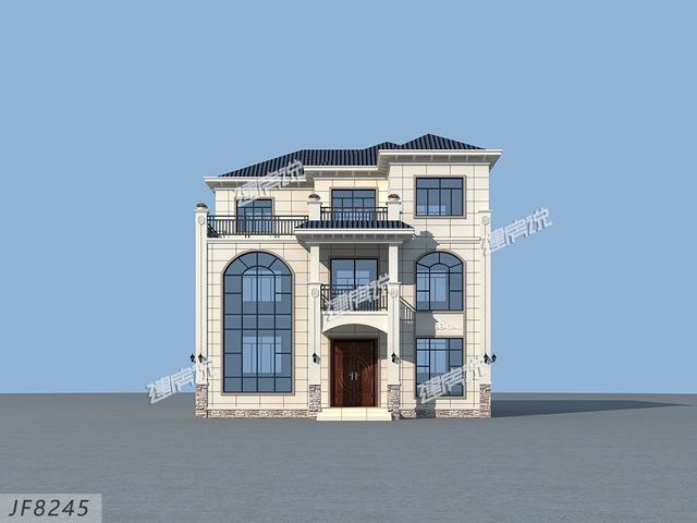 三層歐式別墅自建房，靚麗的外觀色調(diào)，30萬(wàn)建成真劃算