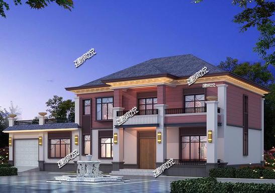 二層新中式別墅設(shè)計(jì)圖，帶車庫(kù)和挑空客廳，漂亮極了！