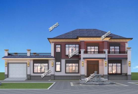 二層新中式別墅設(shè)計(jì)圖，帶車庫(kù)和挑空客廳，漂亮極了！