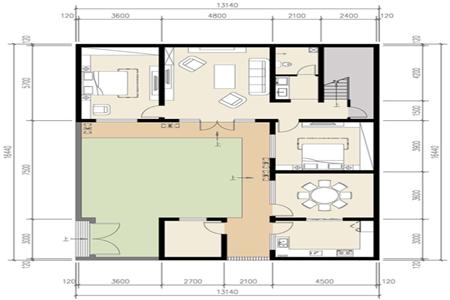 現(xiàn)代風情的四合院小別墅設(shè)計圖，簡約而不失雅致,布局精致全圖！