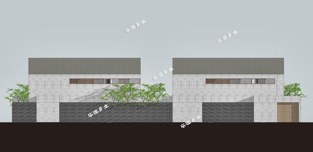 簡約現(xiàn)代二層住宅設(shè)計圖，造型端莊質(zhì)樸，多露臺，多庭院