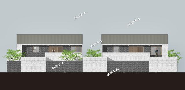 簡約現(xiàn)代二層住宅設(shè)計圖，造型端莊質(zhì)樸，多露臺，多庭院