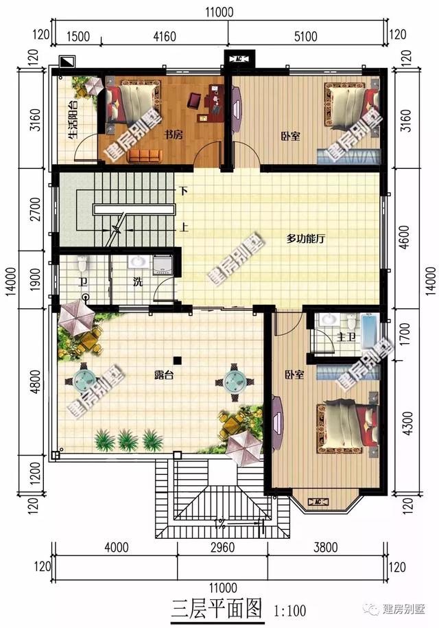 帶車庫的三層別墅設(shè)計圖，簡約實用，自己住著也方便舒適。