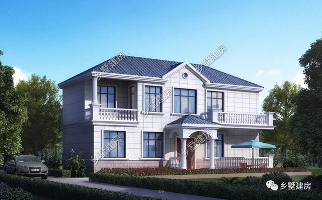 占地124平二層農(nóng)村小別墅設(shè)計(jì)圖，簡(jiǎn)約而不簡(jiǎn)單，造價(jià)還實(shí)惠，建上一棟面子十足！