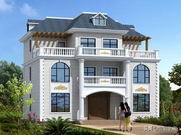 農(nóng)村大氣三層歐式別墅設(shè)計(jì)圖，帶效果圖和圖紙。