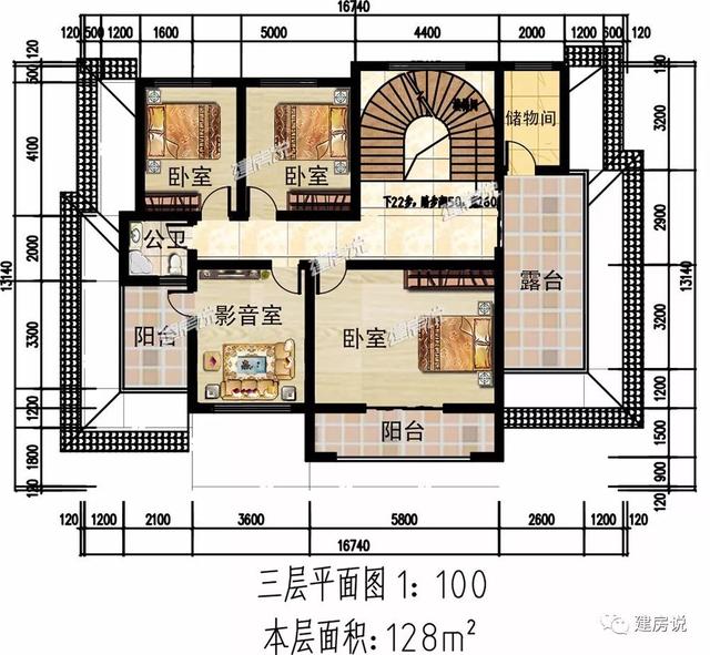 占地191平三層別墅設(shè)計圖，建一棟這么豪華的別墅，村里人人見了都羨慕。