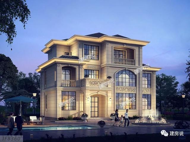 占地191平三層別墅設(shè)計圖，建一棟這么豪華的別墅，村里人人見了都羨慕。