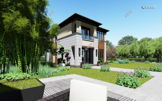 二層現(xiàn)代中式小別墅，外觀耐看大方，造價(jià)實(shí)惠，很適合農(nóng)村自建。