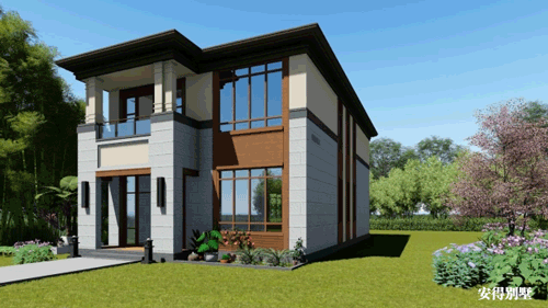 二層現(xiàn)代中式小別墅，外觀耐看大方，造價(jià)實(shí)惠，很適合農(nóng)村自建。