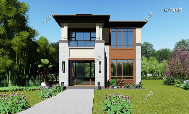 二層現(xiàn)代中式小別墅，外觀耐看大方，造價(jià)實(shí)惠，很適合農(nóng)村自建。