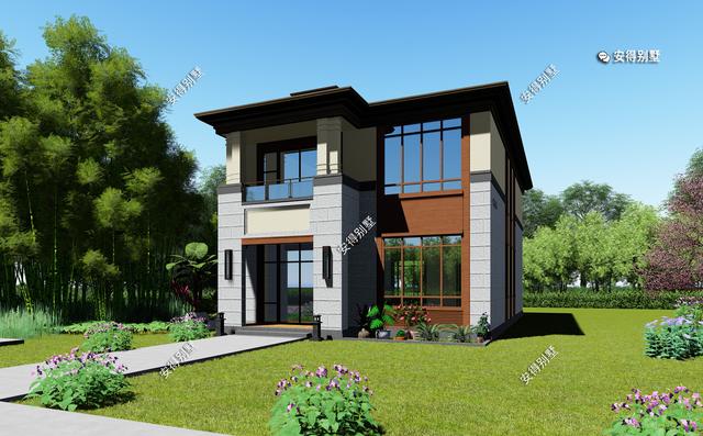 二層現(xiàn)代中式小別墅，外觀耐看大方，造價(jià)實(shí)惠，很適合農(nóng)村自建。