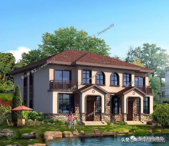 推薦5套農(nóng)村兄弟雙拼別墅，2款共用堂屋，主體最低單戶20萬起就能建，很合算。