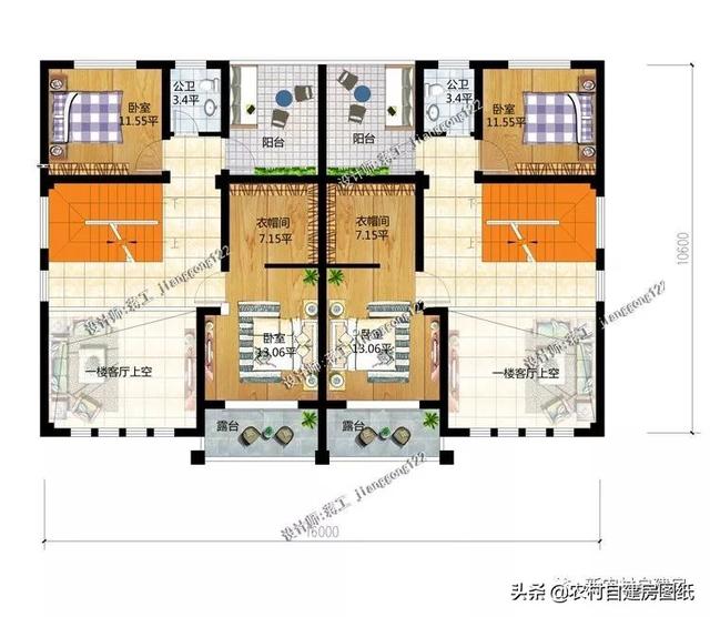 推薦5套農(nóng)村兄弟雙拼別墅，2款共用堂屋，主體最低單戶20萬起就能建，很合算。