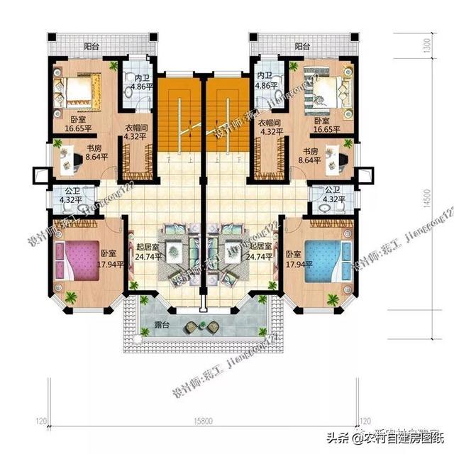 推薦5套農(nóng)村兄弟雙拼別墅，2款共用堂屋，主體最低單戶20萬起就能建，很合算。