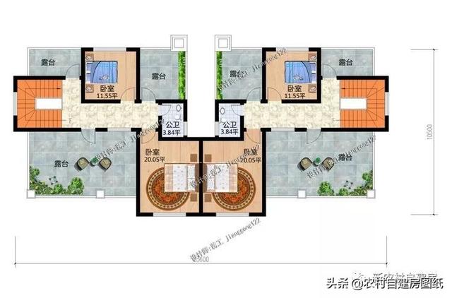 推薦5套農(nóng)村兄弟雙拼別墅，2款共用堂屋，主體最低單戶20萬起就能建，很合算。